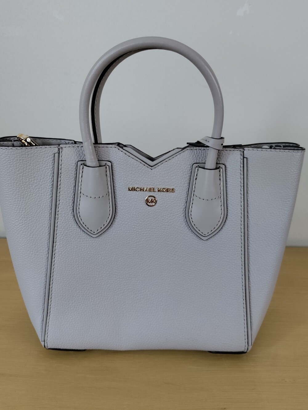 MK Satchel Crossbody Size Small Chiffon Ivory Pebbled Leather Bag Purse